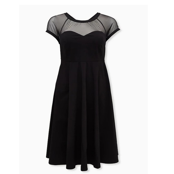 BLACK MESH INSET SWING DRESS - Picture 4 of 6